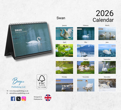 Swan Desk Calendar 2026-2027