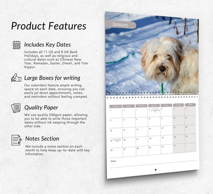 Tibetan Terrier Calendar 2026
