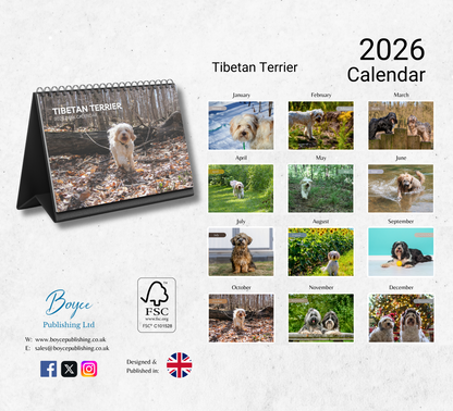 Tibetan Terrier Desk Calendar 2026-2027