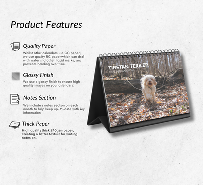 Tibetan Terrier Desk Calendar 2026-2027