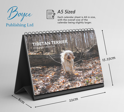 Tibetan Terrier Desk Calendar 2026-2027