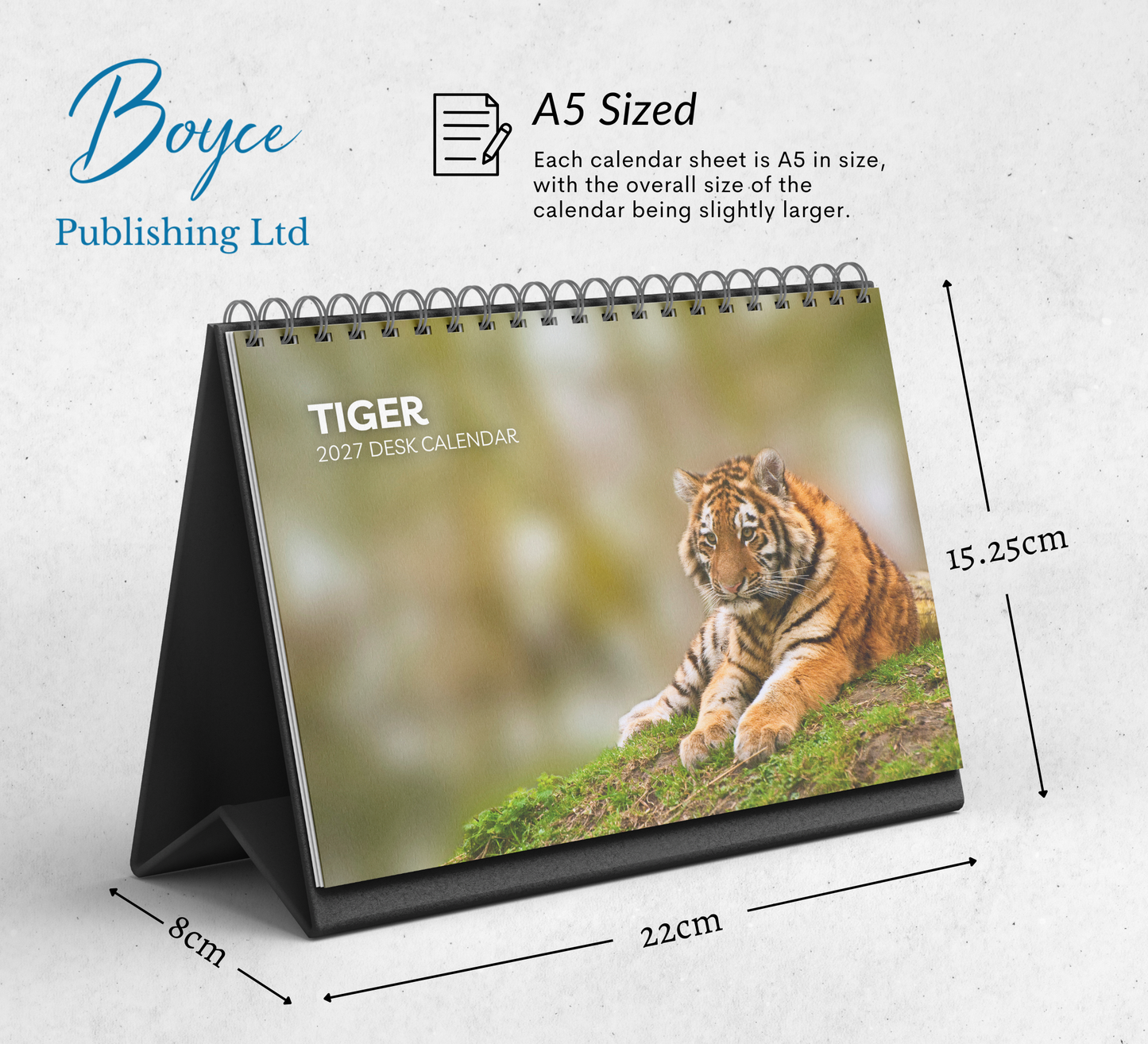 Tiger Desk Calendar 2027-2028