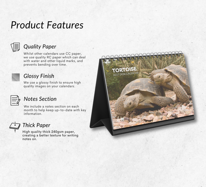 Tortoise Desk Calendar 2027-2028