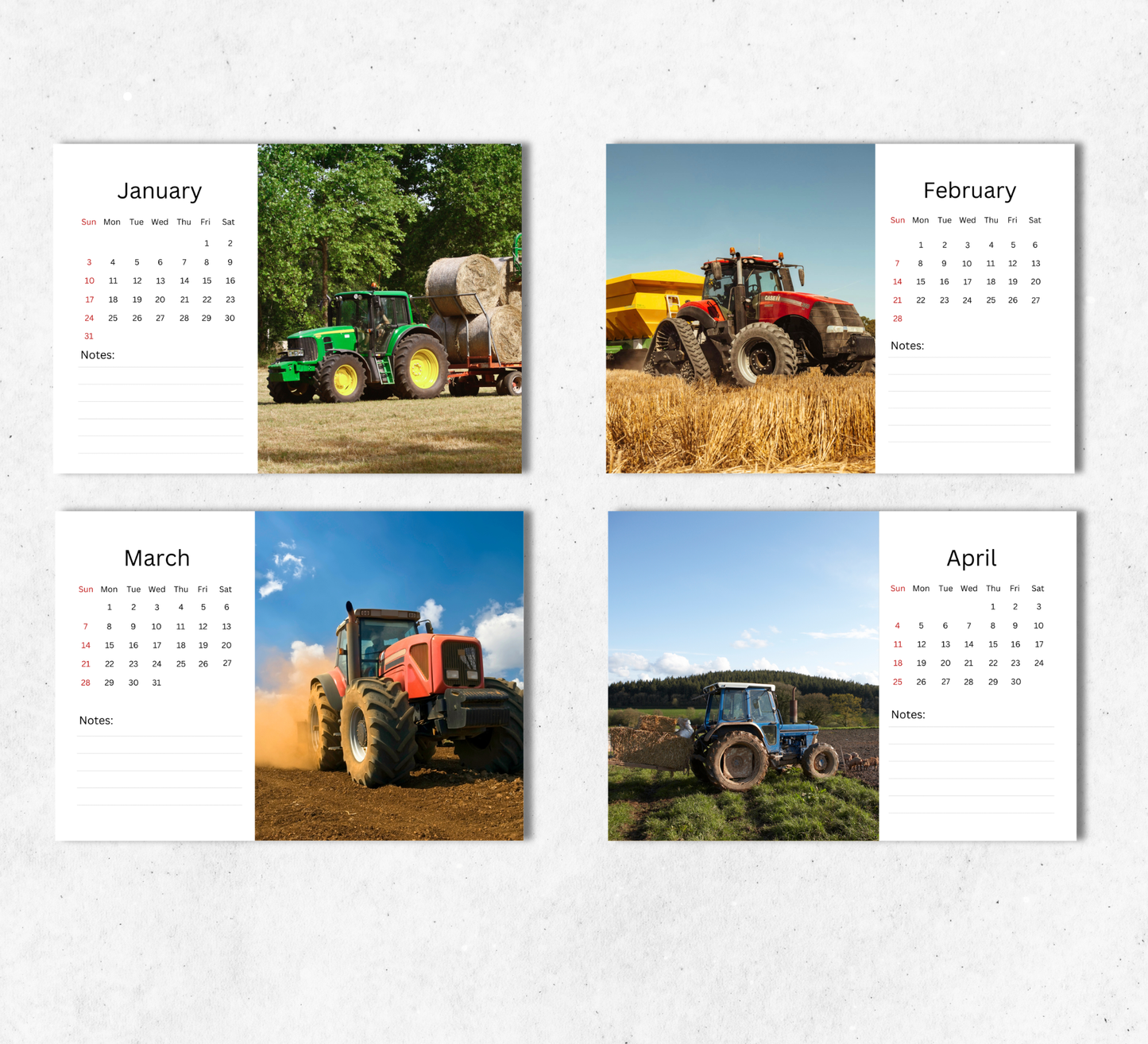 Tractors Desk Calendar 2027-2028