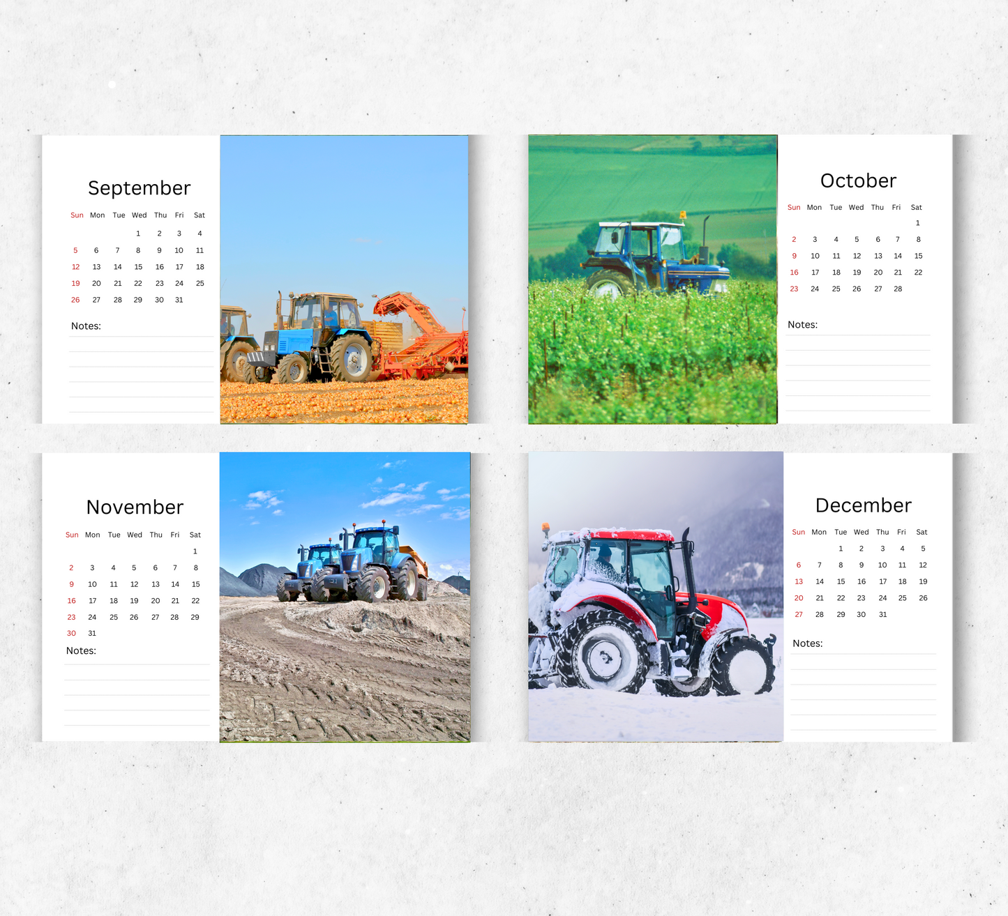 Tractors Desk Calendar 2026-2027