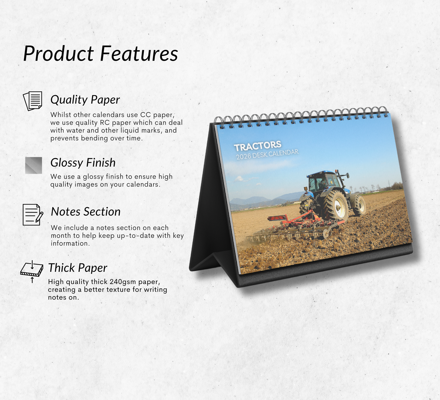 Tractors Desk Calendar 2026-2027