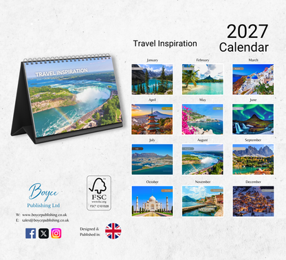 Travel Inspiration Desk Calendar 2027-2028