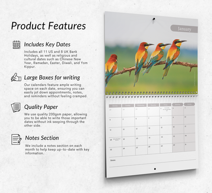 Tropical Birds Calendar 2027