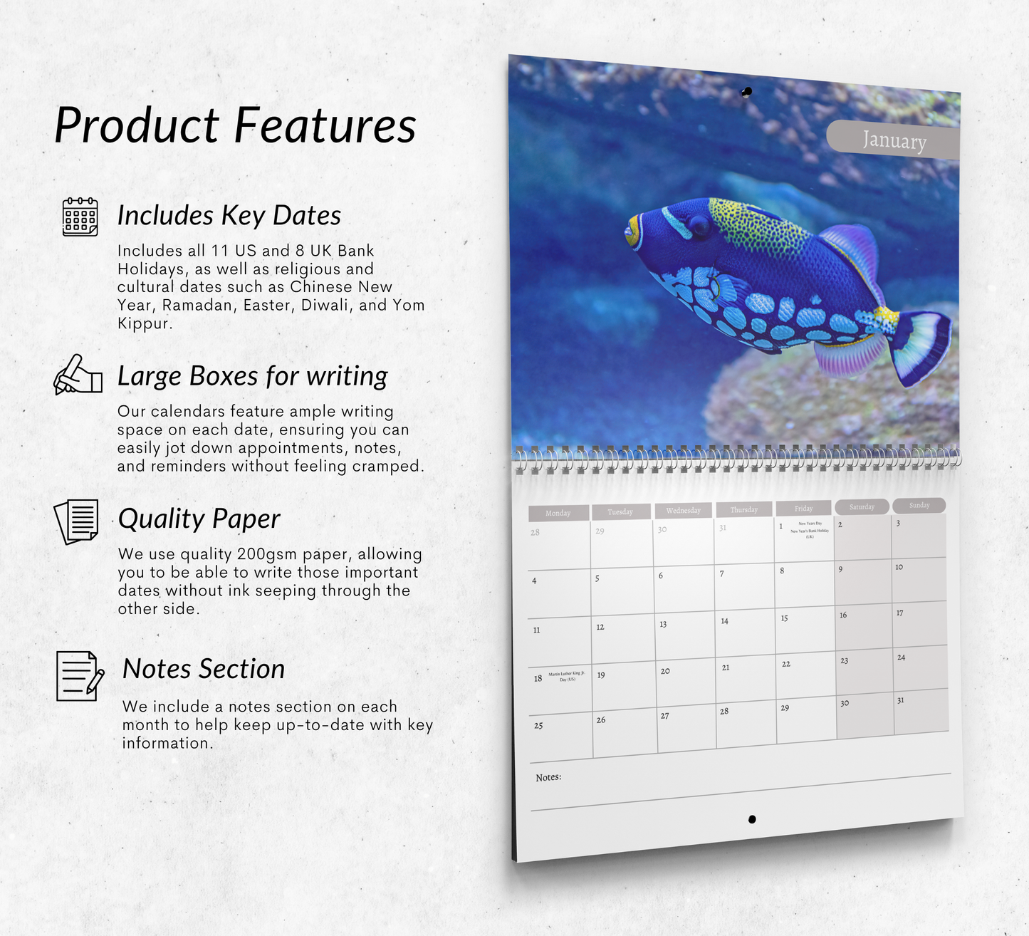 Tropical fish Calendar 2027