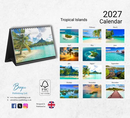 Tropical Islands Desk Calendar 2027-2028
