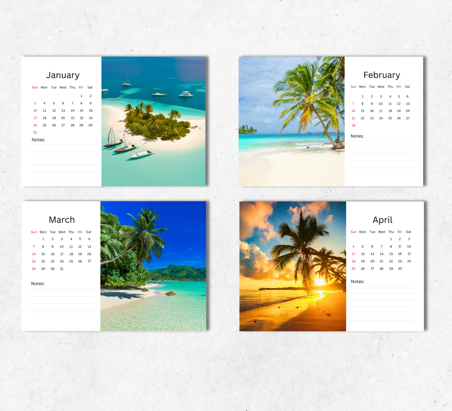 Tropical Islands Desk Calendar 2027-2028
