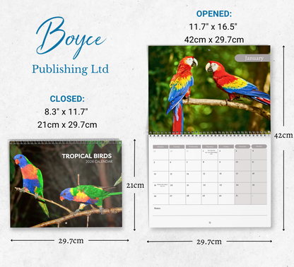 Tropical Birds Calendar 2026