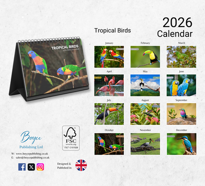 Tropical Birds Desk Calendar 2026-2027