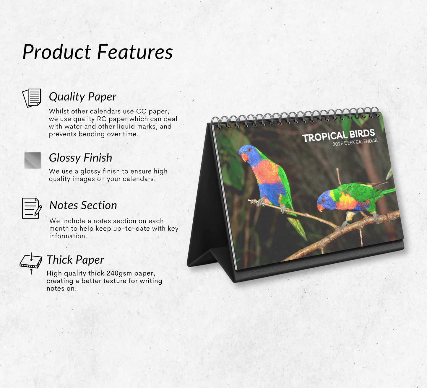 Tropical Birds Desk Calendar 2026-2027