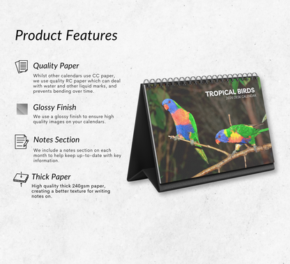 Tropical Birds Desk Calendar 2026-2027