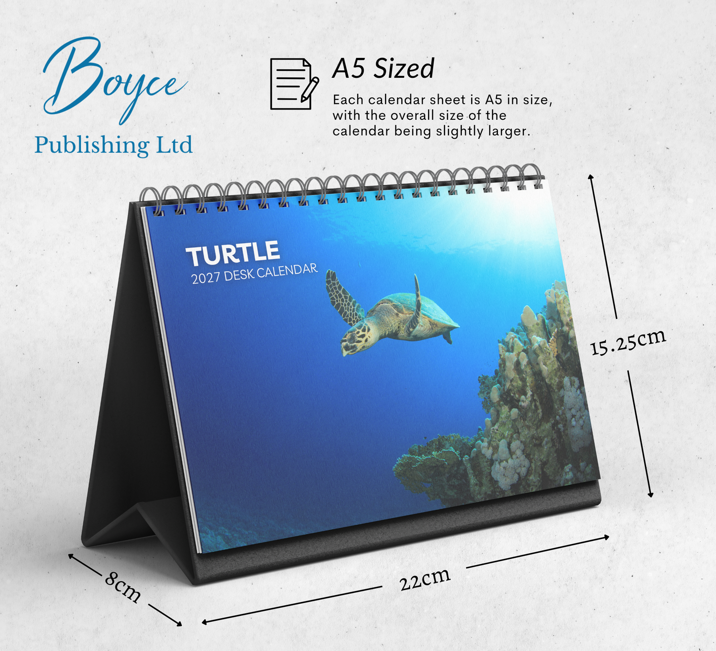 Turtle Desk Calendar 2027-2028
