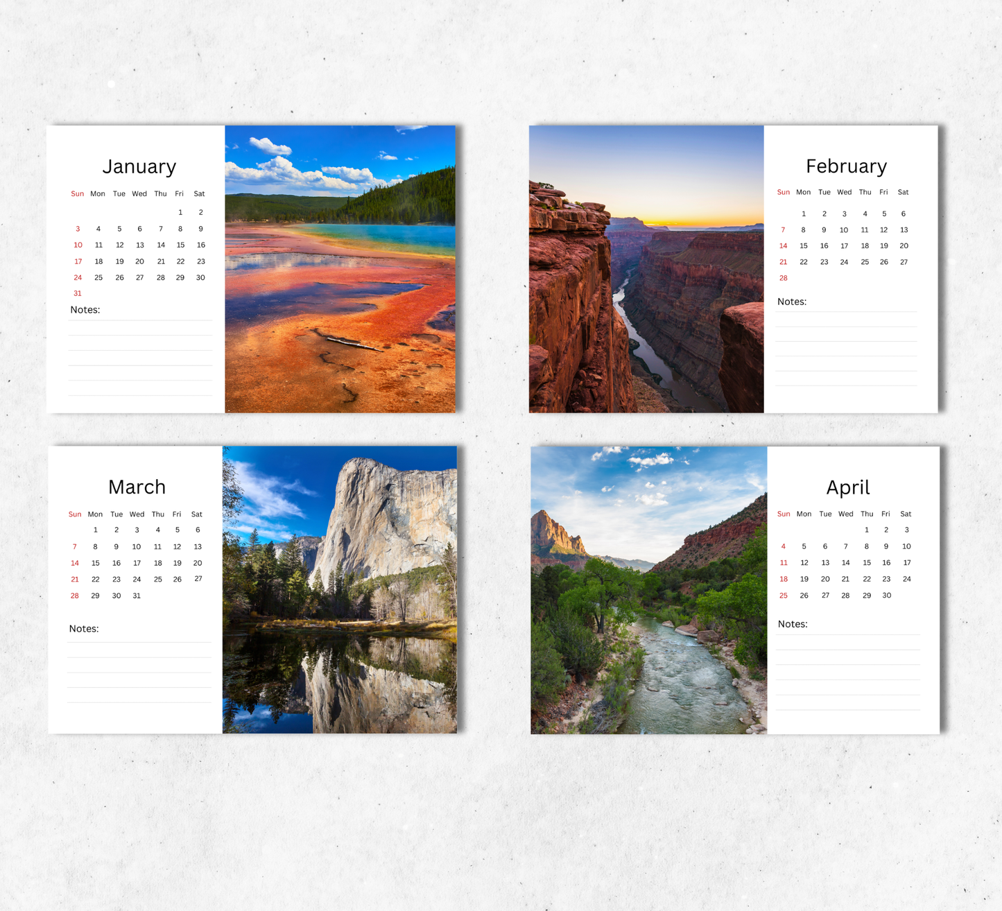 US National Parks Desk Calendar 2027-2028