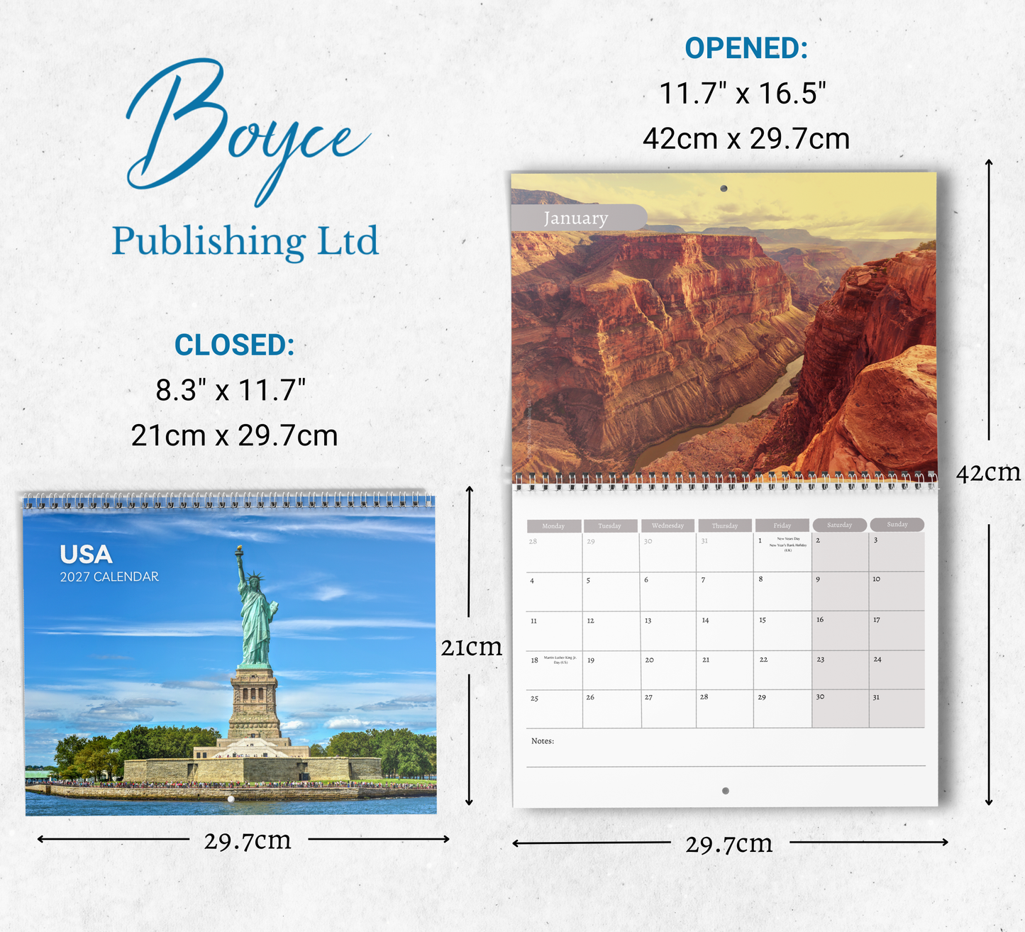 USA Calendar 2027
