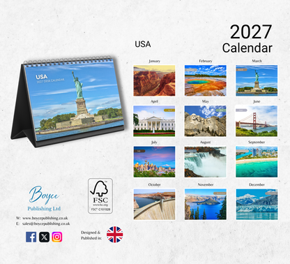 USA Desk Calendar 2027-2028