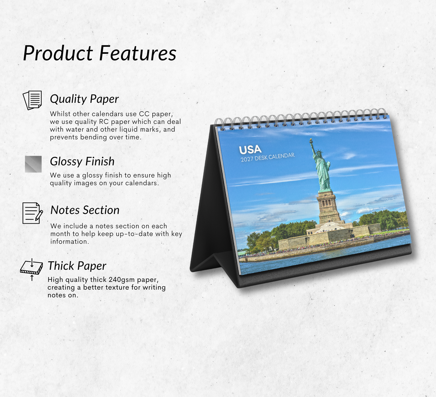USA Desk Calendar 2027-2028