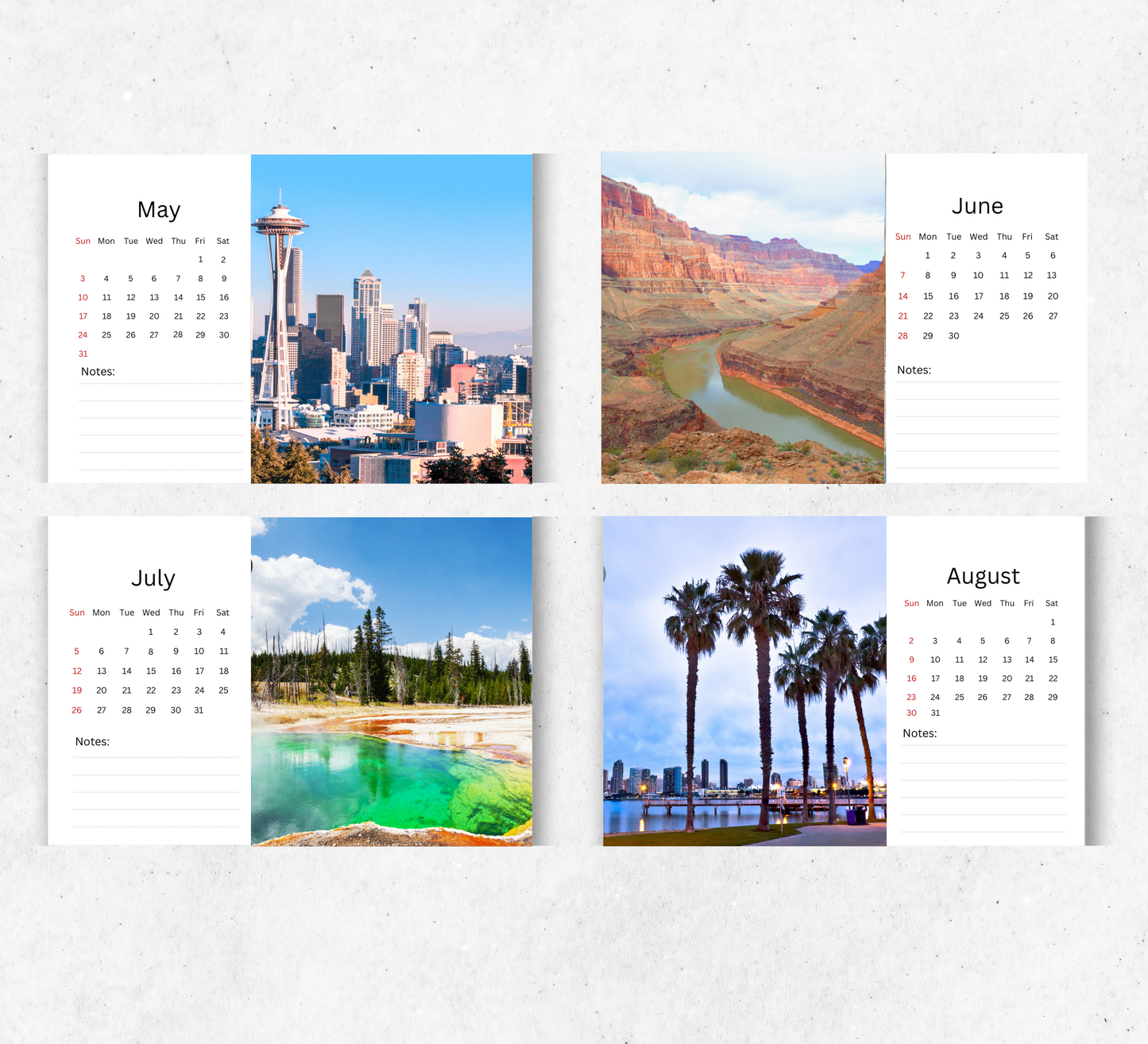 USA Desk Calendar 2026-2027