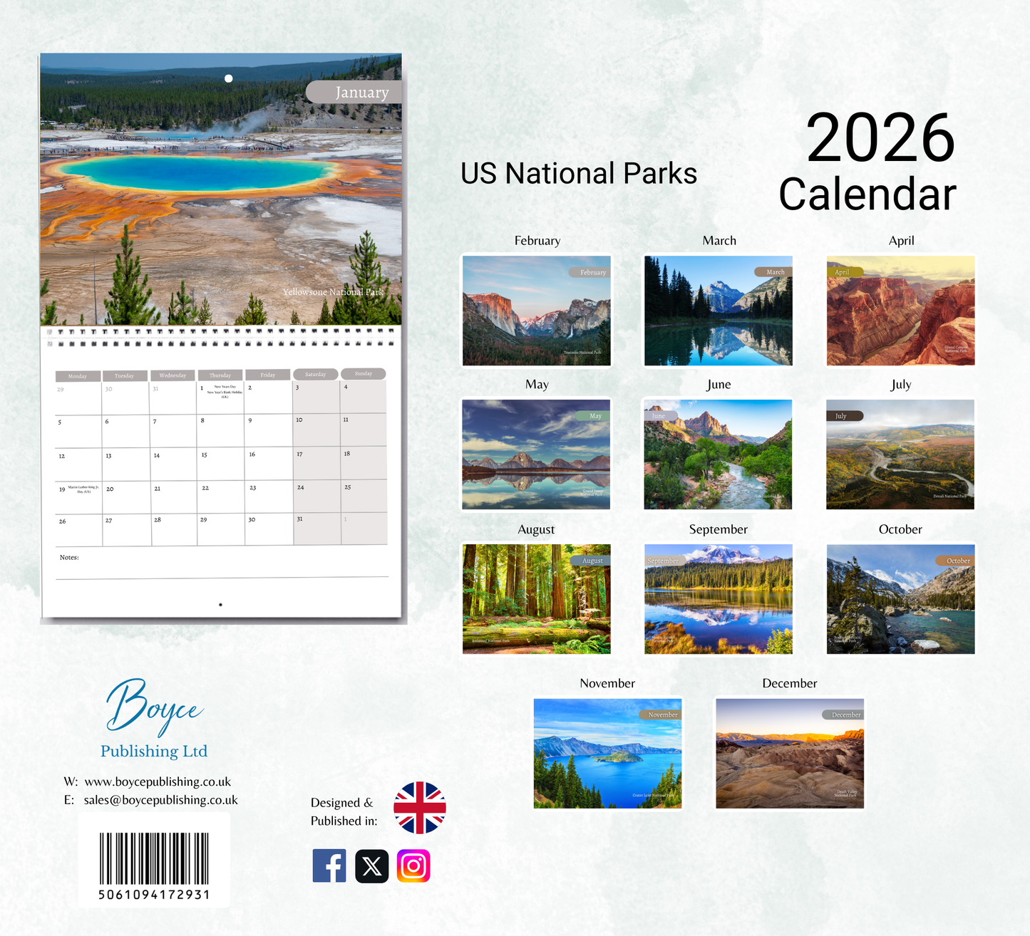 US National Parks Calendar 2026