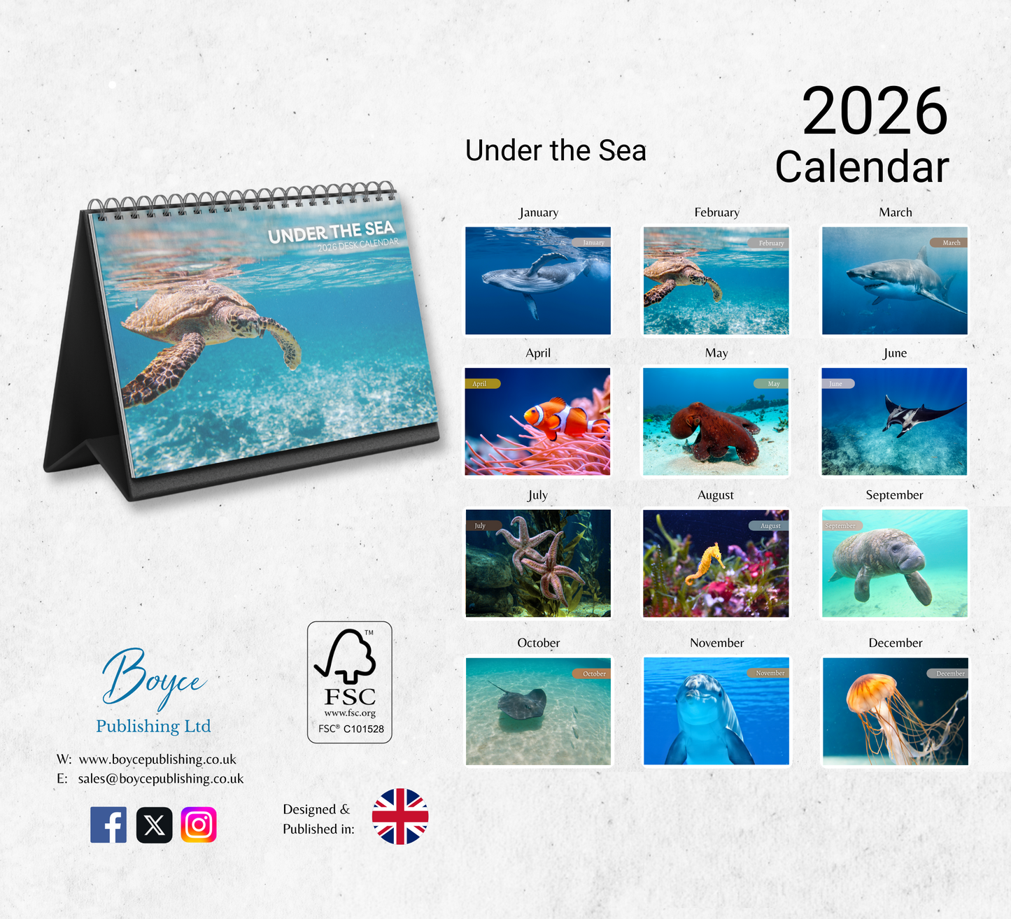 Under the Sea Desk Calendar 2026-2027