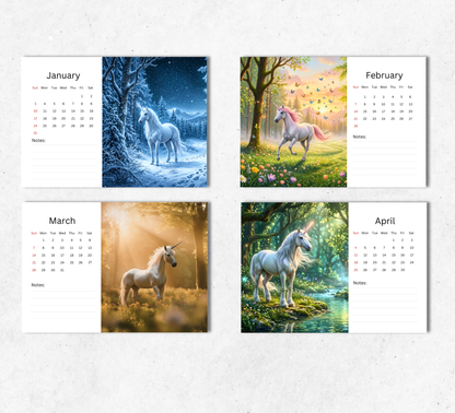 Unicorn Desk Calendar 2027-2028