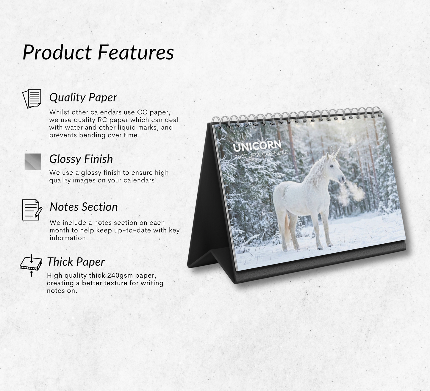 Unicorn Desk Calendar 2027-2028