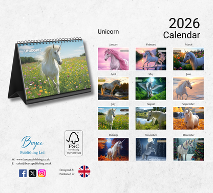 Unicorn Desk Calendar 2026-2027