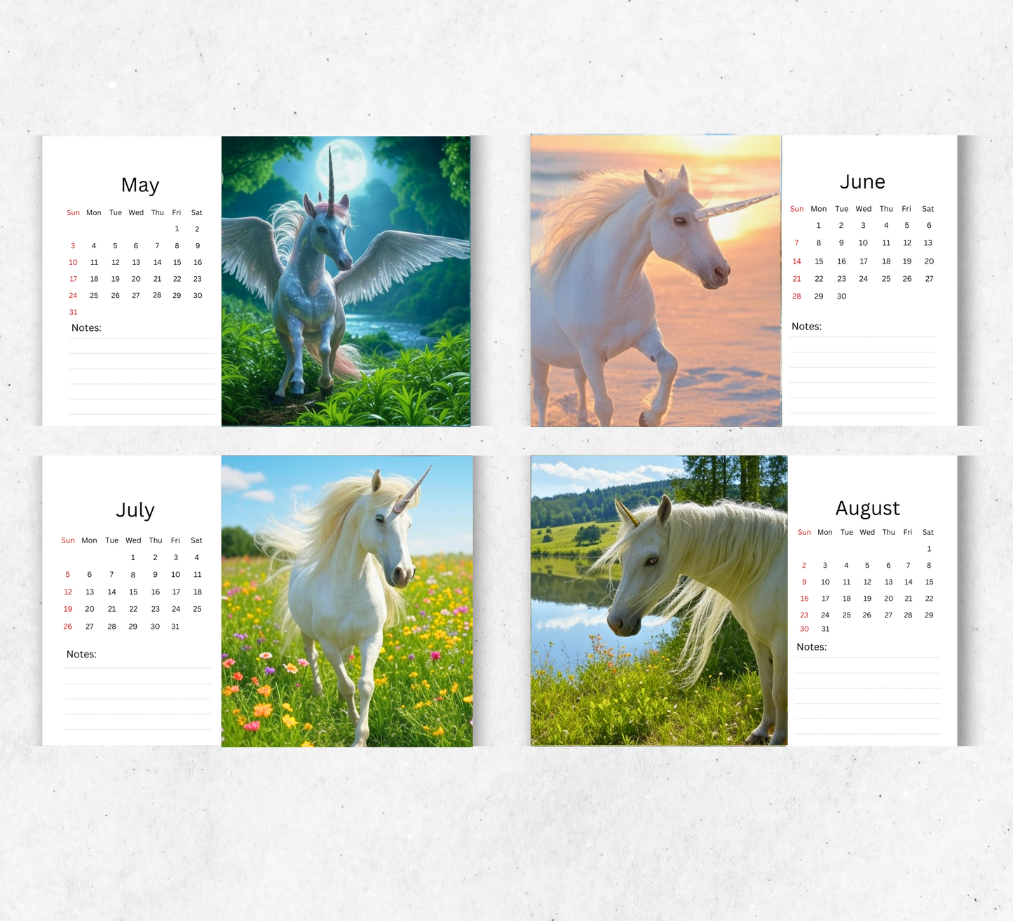Unicorn Desk Calendar 2026-2027