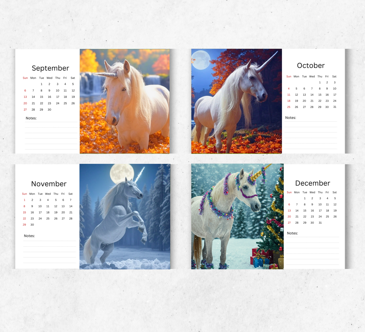 Unicorn Desk Calendar 2026-2027