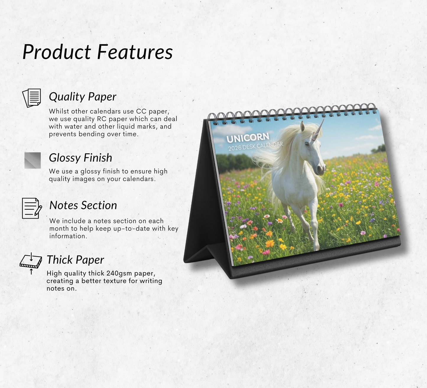 Unicorn Desk Calendar 2026-2027