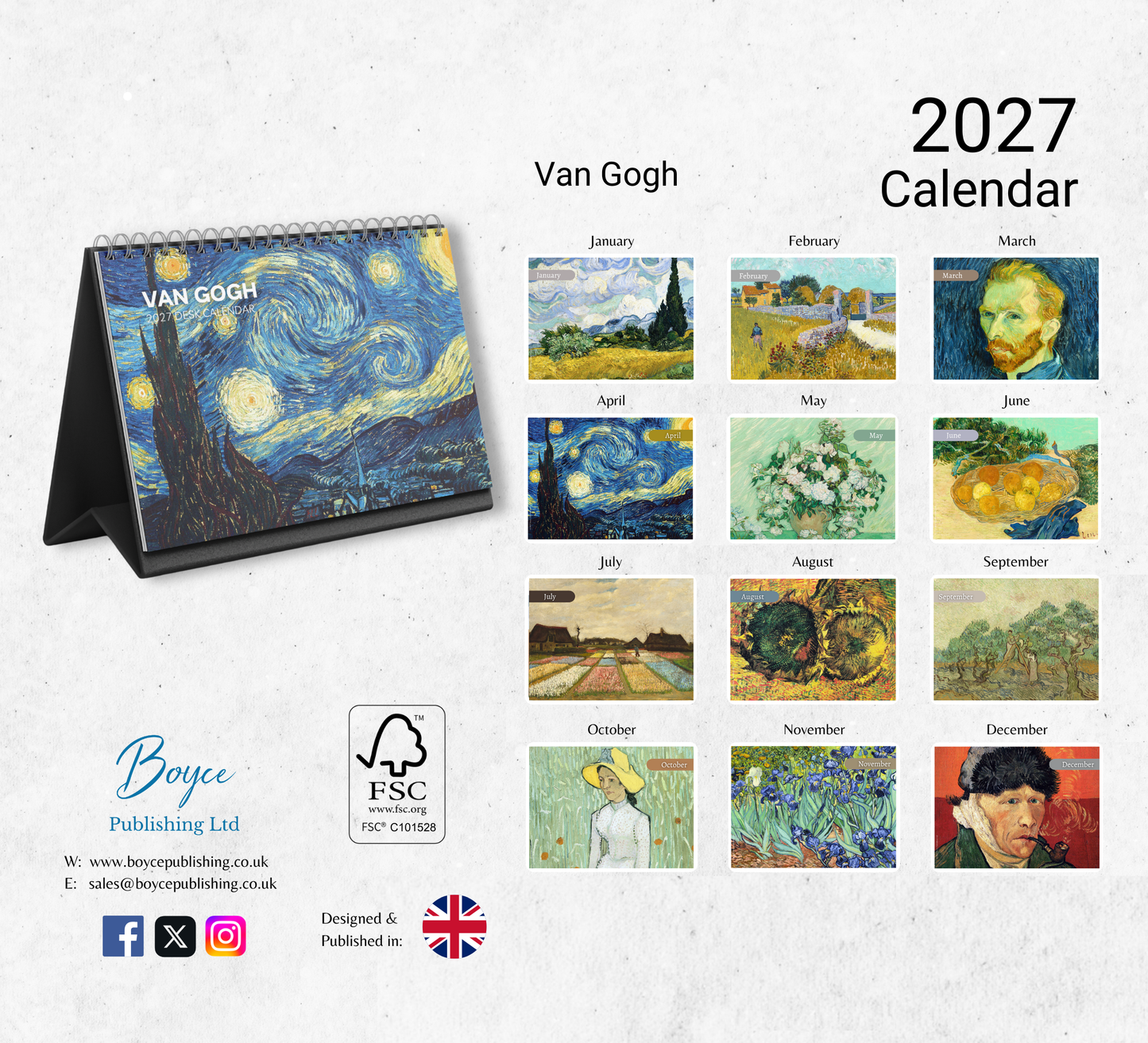 Van Gogh Desk Calendar 2027-2028
