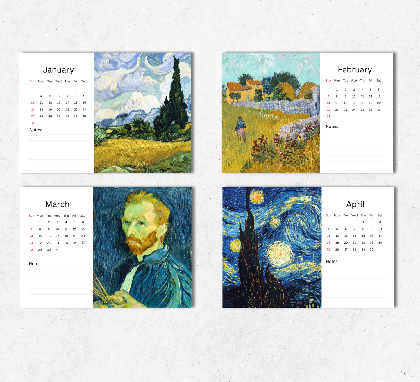 Van Gogh Desk Calendar 2027-2028