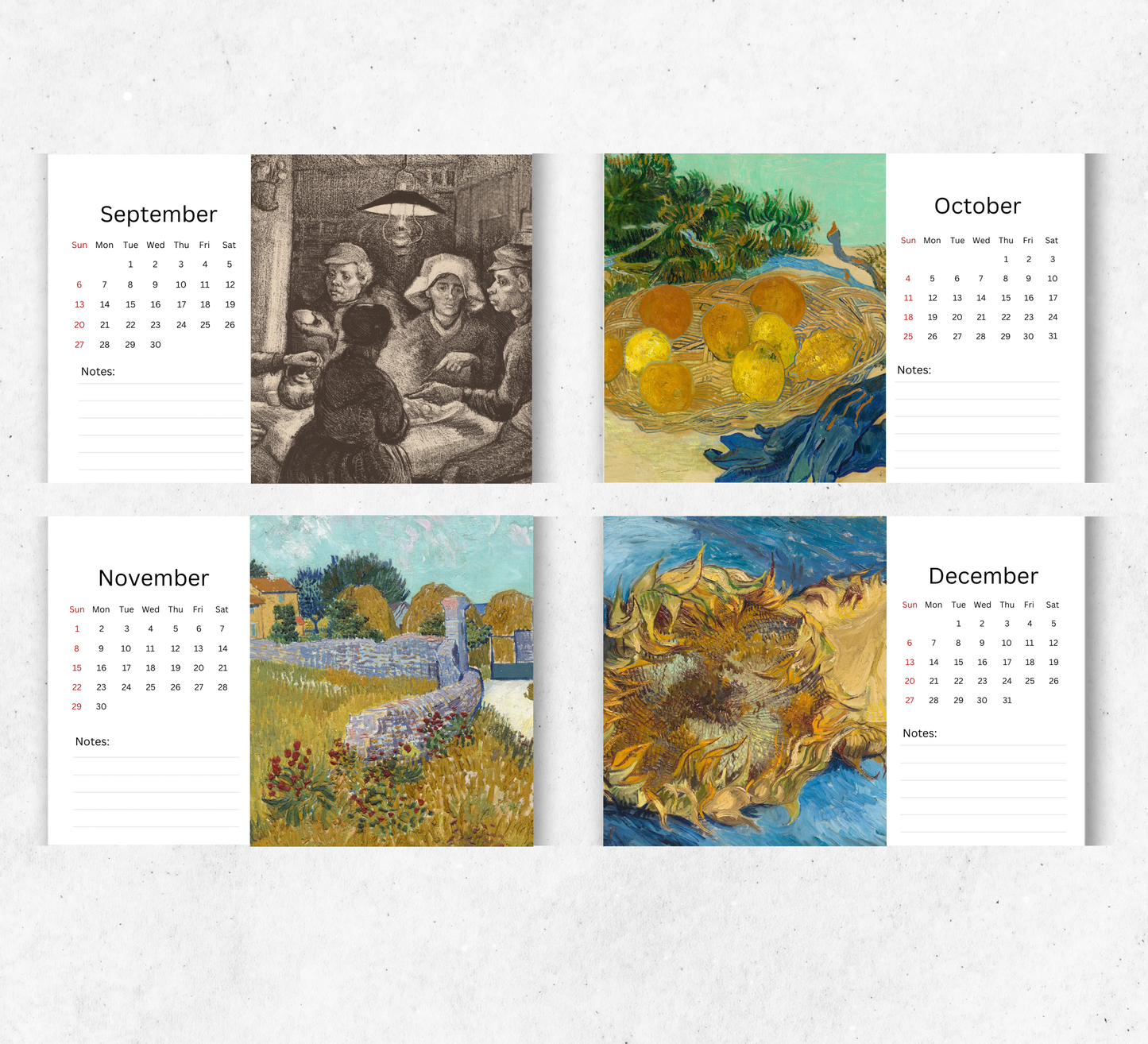 Van Gogh Desk Calendar 2026-2027