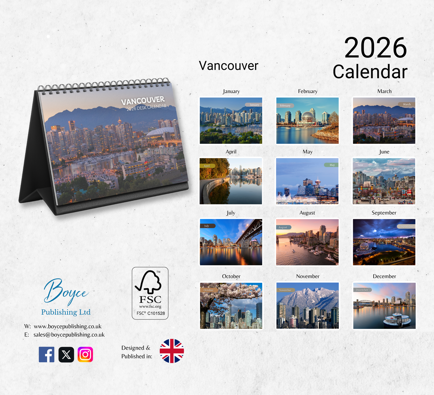 Vancouver Desk Calendar 2026-2027