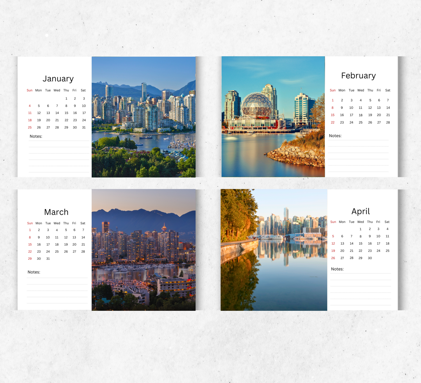 Vancouver Desk Calendar 2026-2027