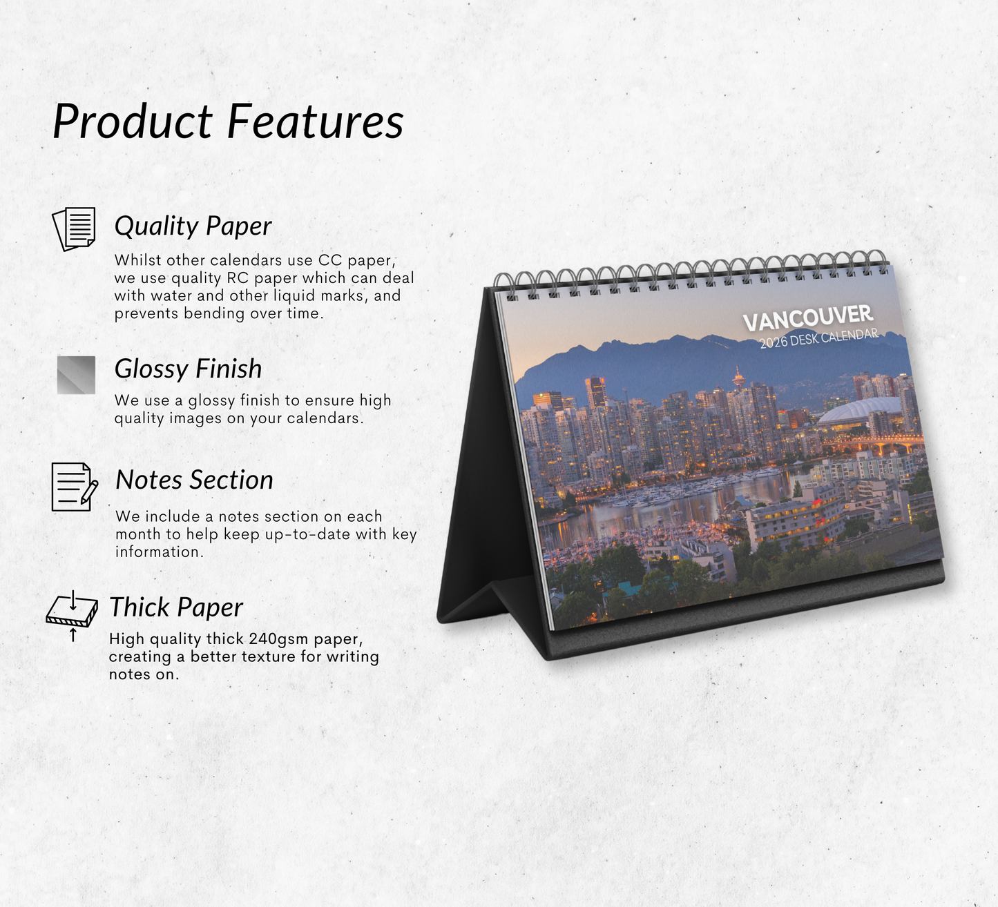 Vancouver Desk Calendar 2026-2027