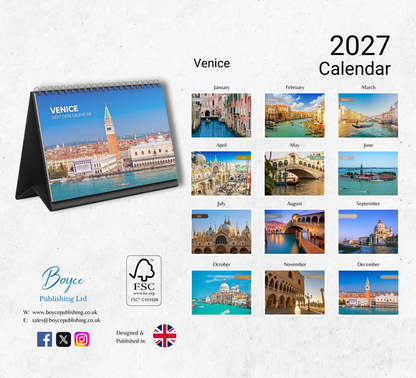 Venice Desk Calendar 2027-2028