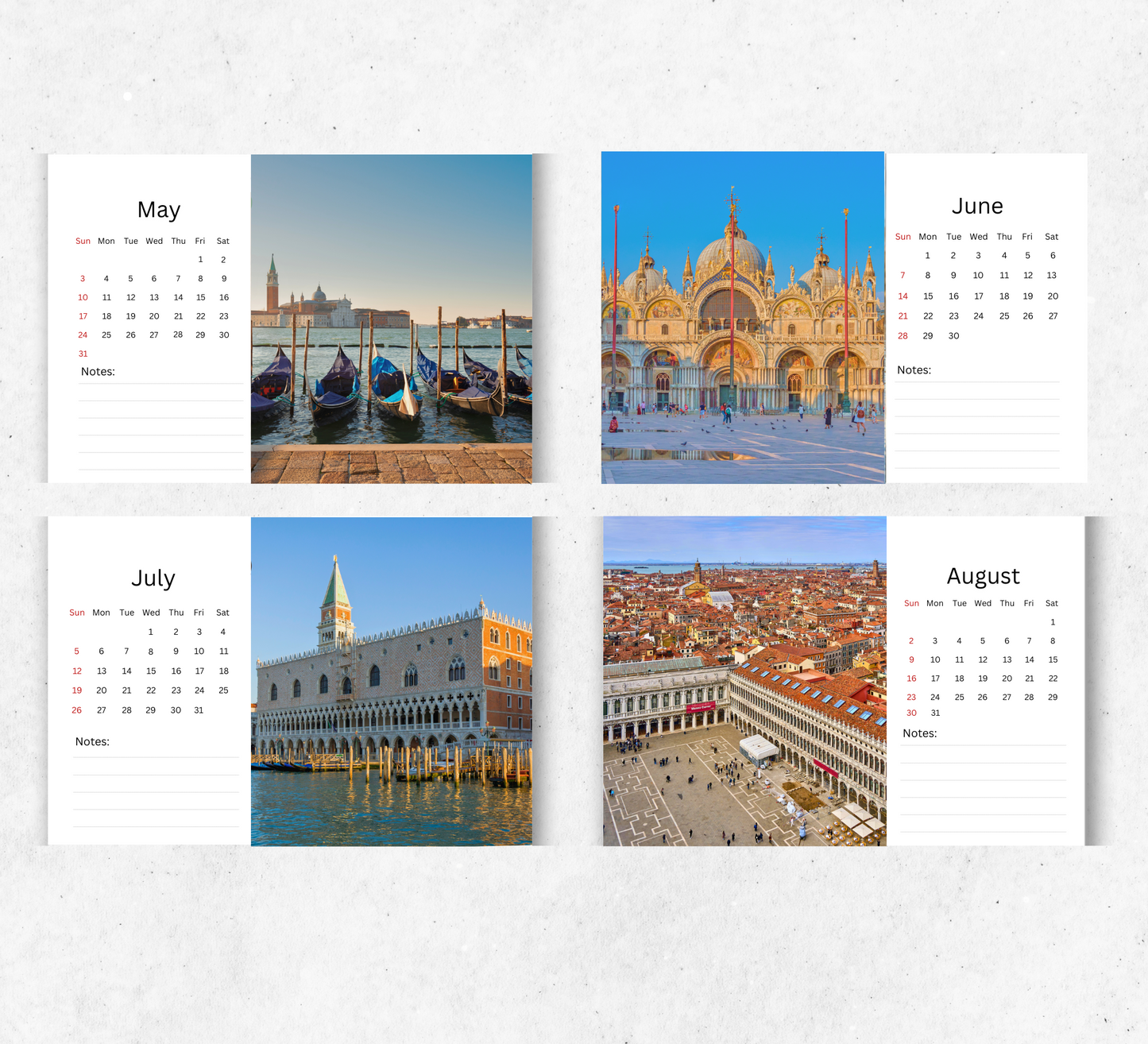 Venice Desk Calendar 2026-2027
