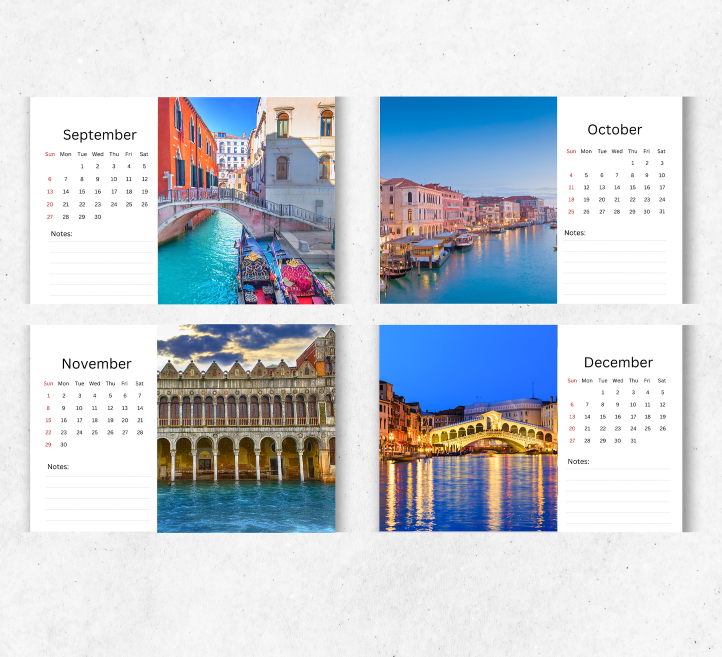 Venice Desk Calendar 2026-2027