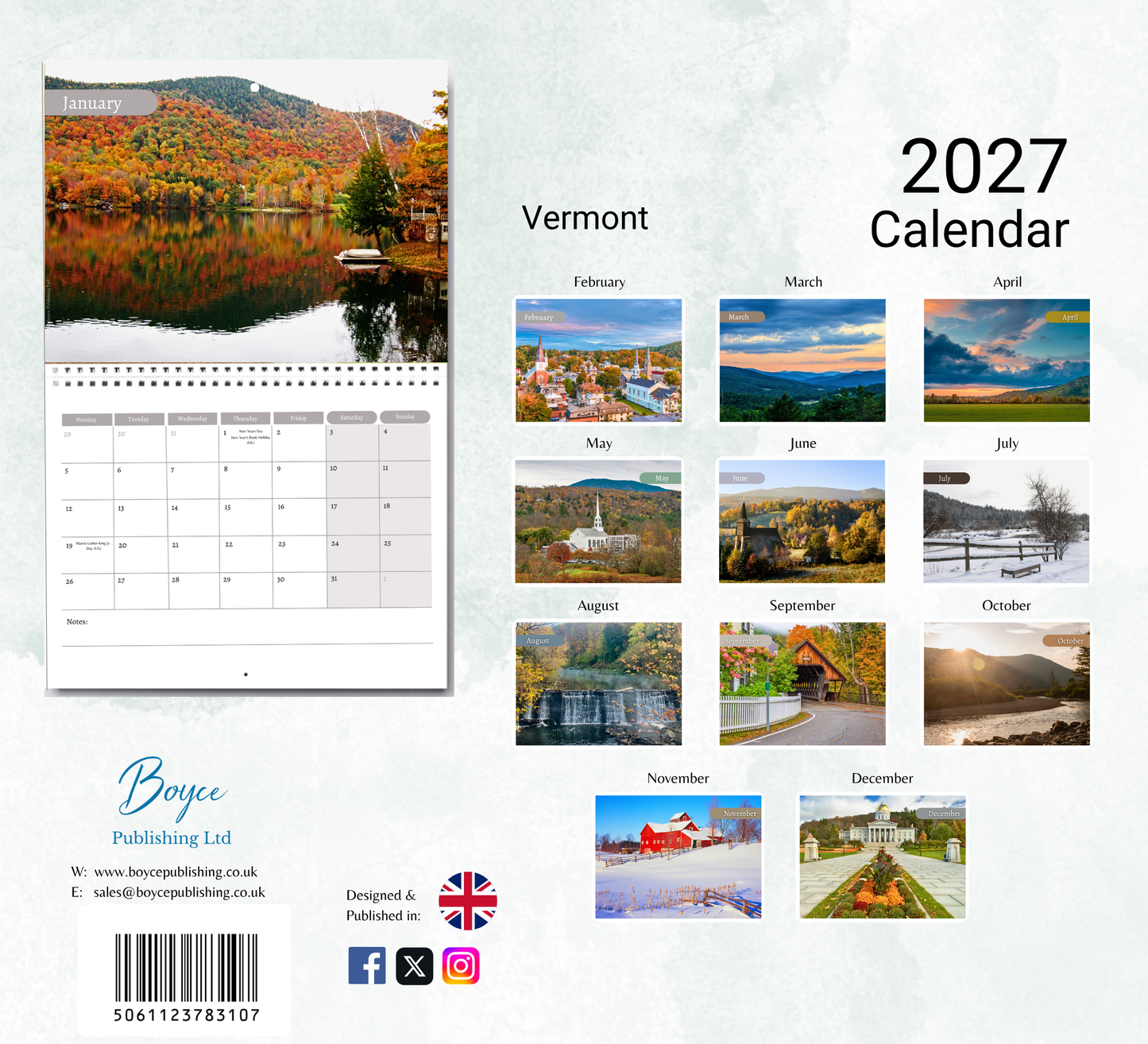 Vermont Calendar 2027