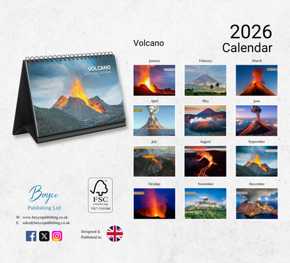 Volcano Desk Calendar 2026-2027