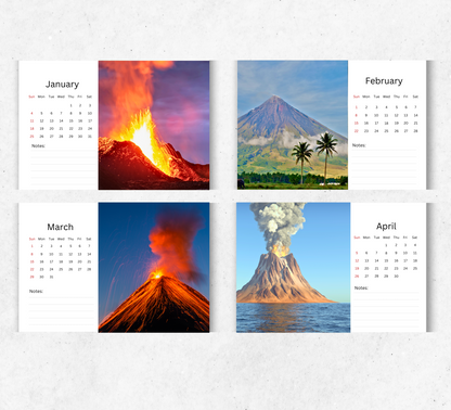 Volcano Desk Calendar 2026-2027