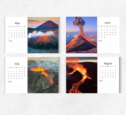 Volcano Desk Calendar 2026-2027