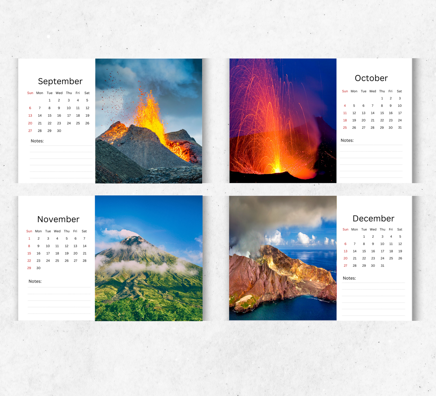 Volcano Desk Calendar 2026-2027