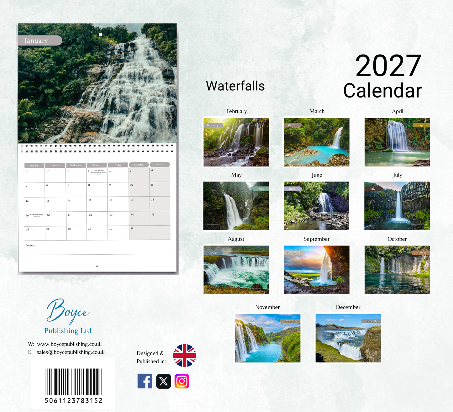 Waterfalls Calendar 2027