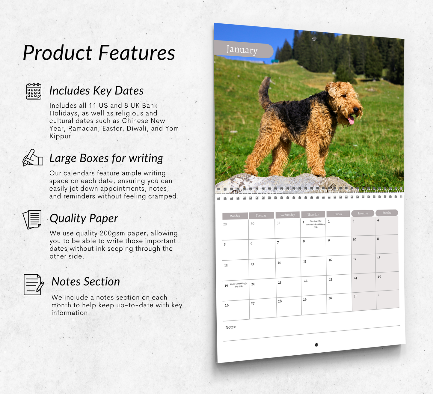 Welsh Terrier Calendar 2026