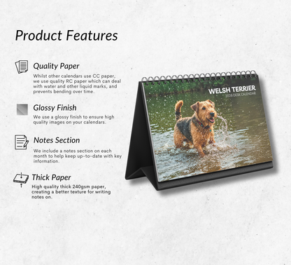 Welsh Terrier Desk Calendar 2026-2027